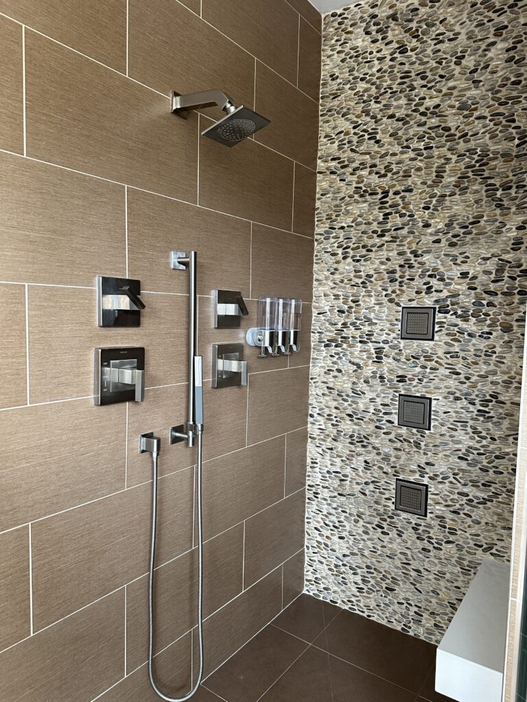 bathroom tile and fixtures protected with ceramic coating